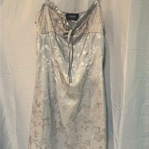 Baby Blue Floral Jacquard Lace Corset Mini Dress